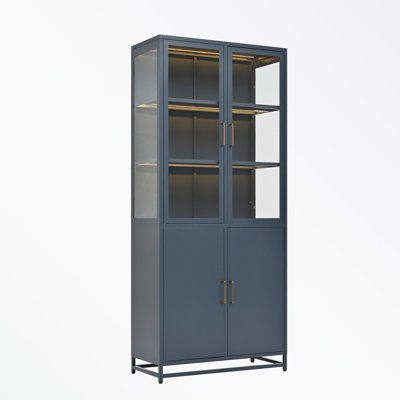 Accent cabinet with four doors and metal handles