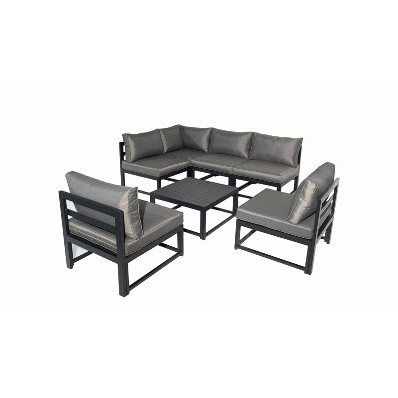 Moaied 6 - Person Patio Dining Set with Square Table , Cushions Included