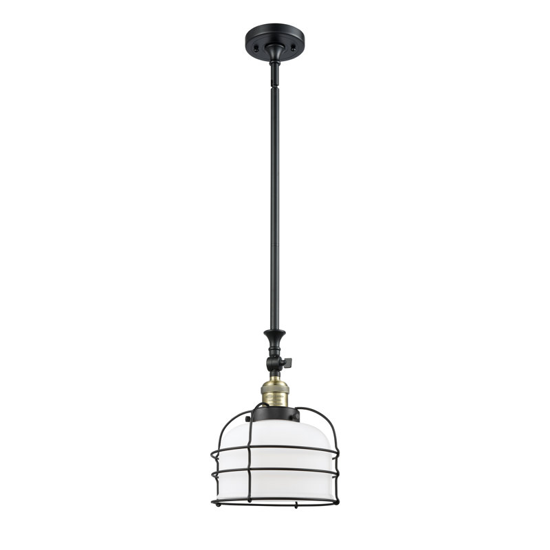 Luminaire suspendu 1 lumière Harber, Boîtier blanc mat, Ampoule non incluse, Laiton antique noir