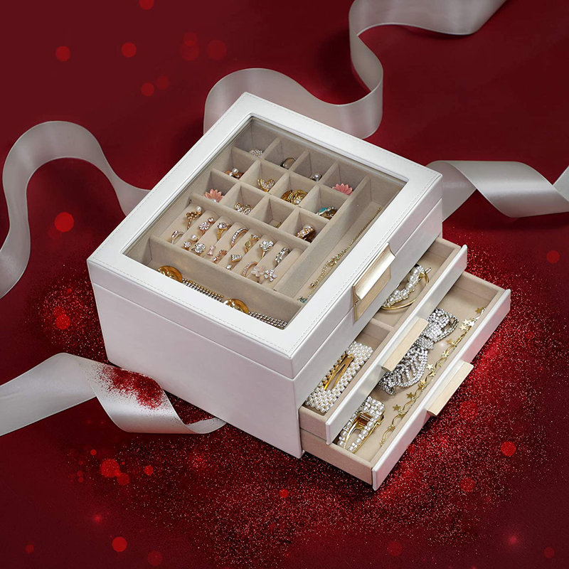 Songmics Wood Jewellery Box + Drawers