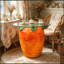 Table d'appoint en forme de carotte, tabouret de fruit en résine de 40 cm avec dessus en verre, table d'appoint originale pour salon