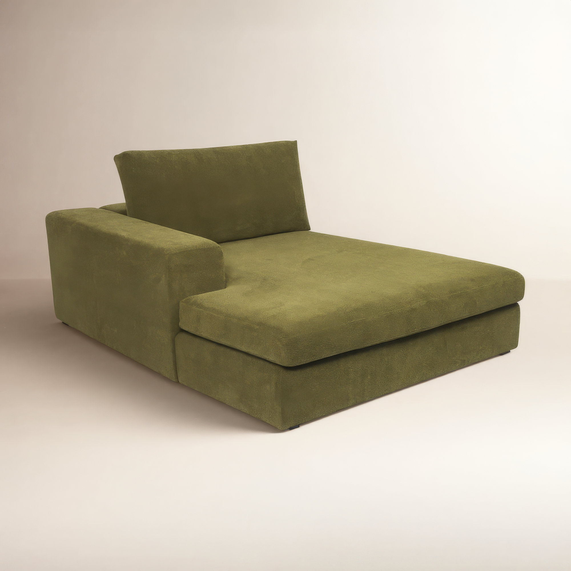 Ojai Upholstered Chaise Lounge, Left Hand Facing, Olive Green