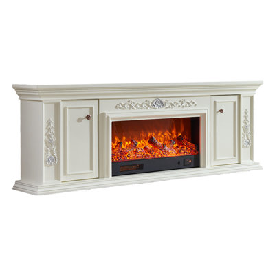 European-style solid wood electric simulated fire heating fireplace