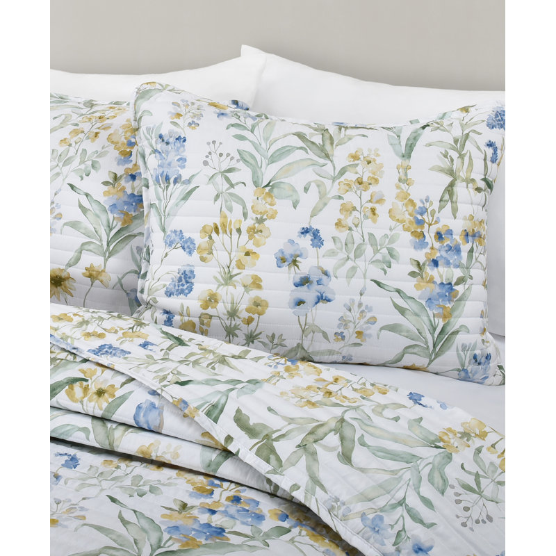Tahlia Blue Quilt Set, Queen Quilt + 2 Standard Shams