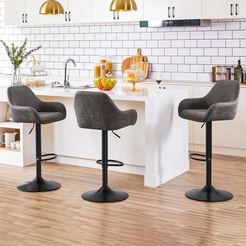 Bigvai Adjustable Height Counter Stool with Metal Frame, Grey