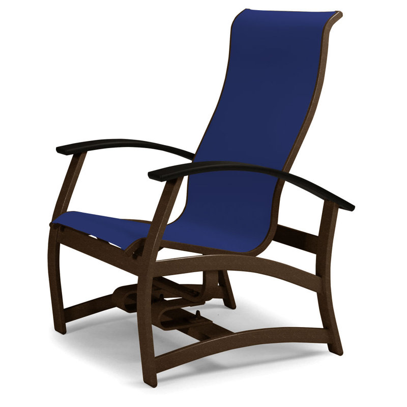 Askar Powder Coated Aluminum Outdoor Lounge Chair, Black P70, Atlantis Royal Blue Sunbrella®, Textured Kona