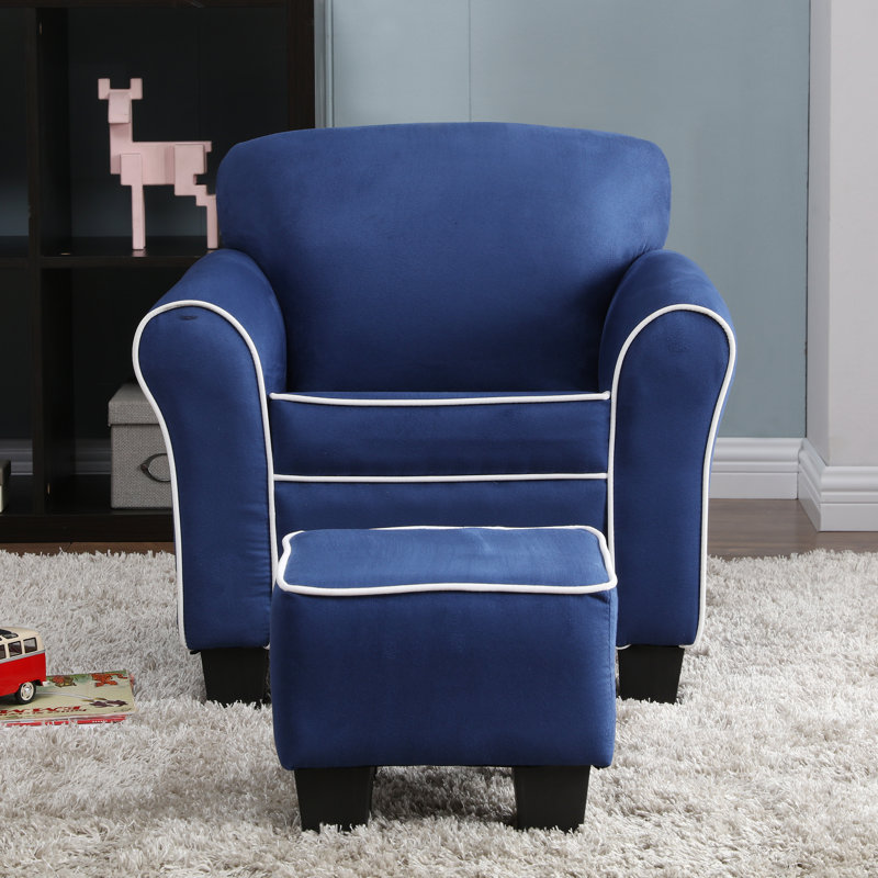 Fauteuil pour enfant avec repose-pieds Aalborg, Bleu