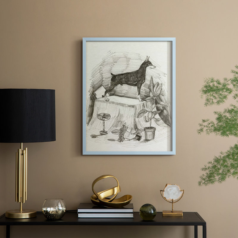 A Gentleman III Framed Print - Solid Wood, H 11 po x l 9 po, Bleu