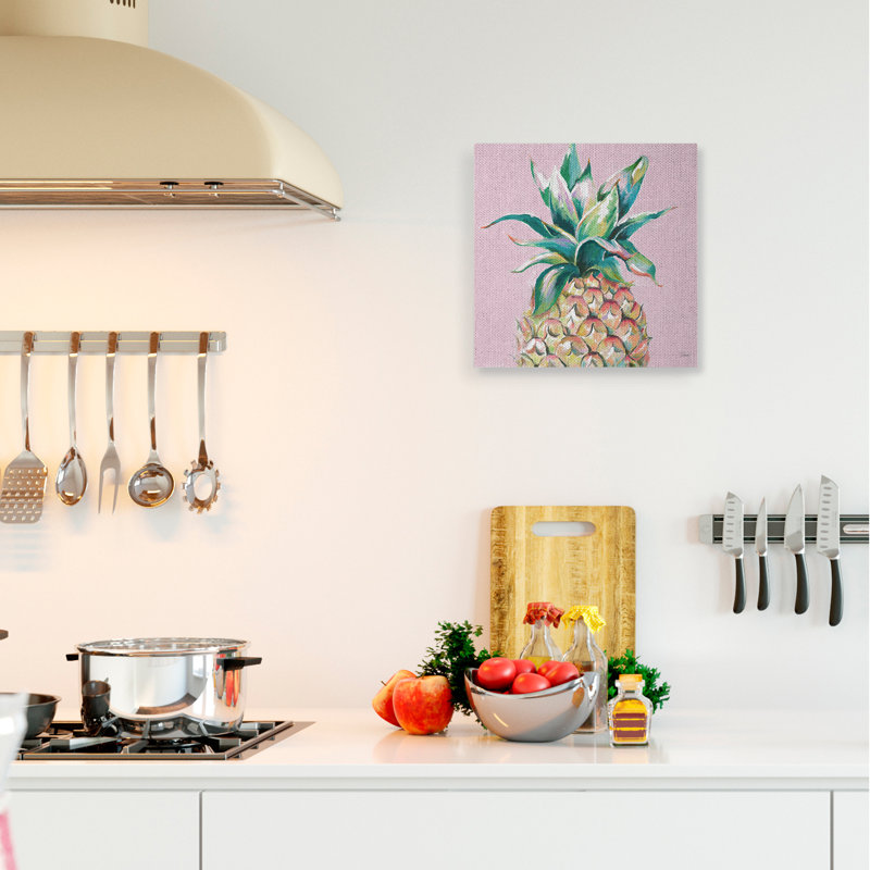 Reproduction d'une culture d'ananas de couleur rose par Patricia Pinto - impression d'art graphique, Toile tendue