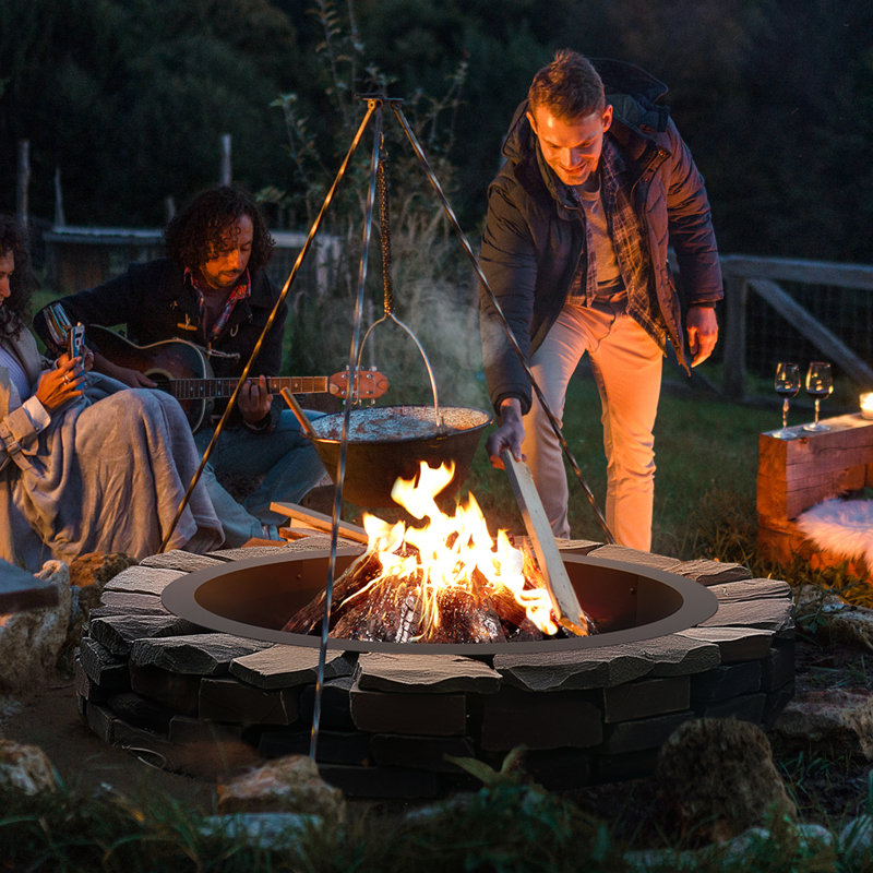 Round Smokeless Outdoor Fireplace, 27cm H x 44.1cm W x 14.5cm D