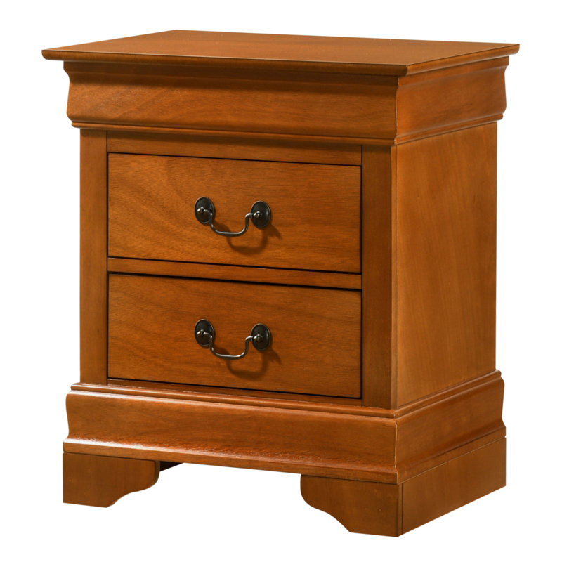 Table de chevet élégante en chêne avec 2 tiroirs