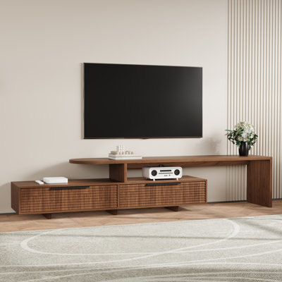 Extendable Wood TV Stand Adjustable Extendable TV Stand with Storage Drawers Modern Television Console Media Console for Living Room