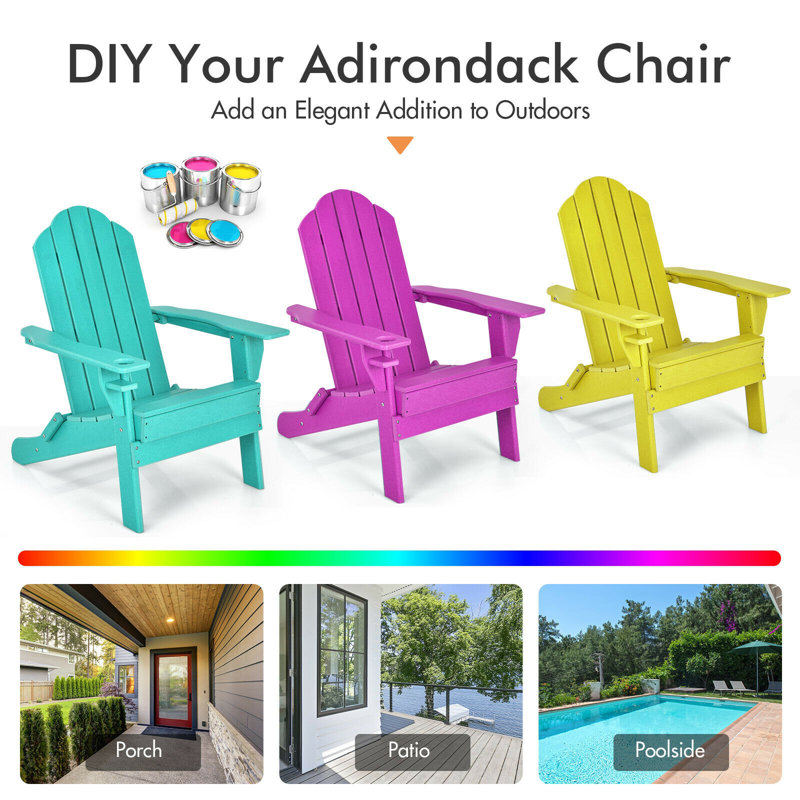 DiBernardo Foldable Outdoor Adirondack Chair, Turquoise