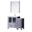 42 po W Meuble-lavabo gris foncé avec compartiments de rangement latéraux, comptoir de lavabo en céramique blanche, robinet et miroir mural de 28 po avec tiroir de qualité durable