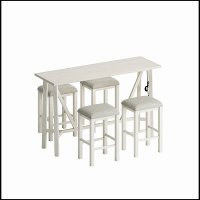 Ensemble de table de salle à manger moderne 5 pièces avec prises de courant, ensemble de table de bar avec tabourets rembourrés