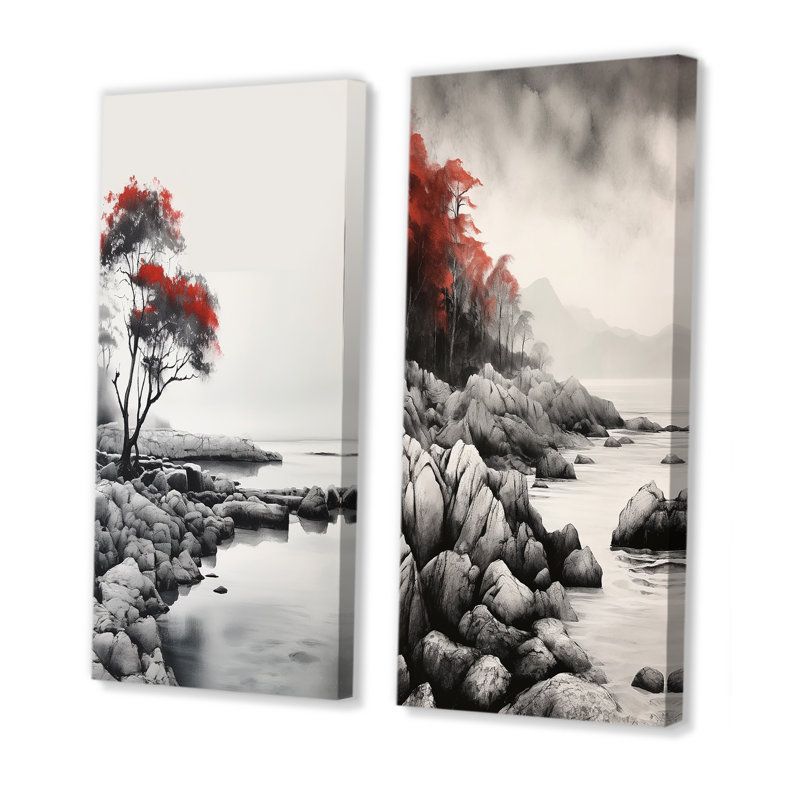 2 pièces sur toile - Coastal Whispers, H 32 po x l 32 po, Toile tendue