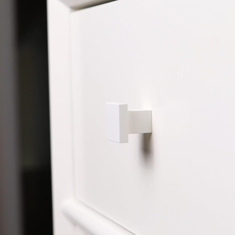 ROUS Hardware Art Deco Square Knob, Snow (White)