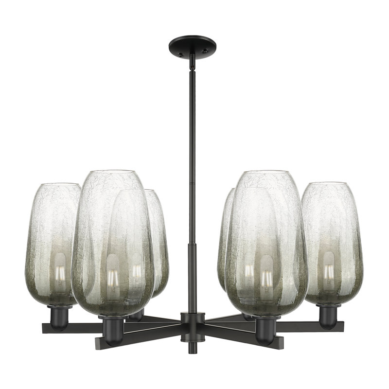 Godalming - 6 Light Stem Hung Chandelier, Slate, Matte Black