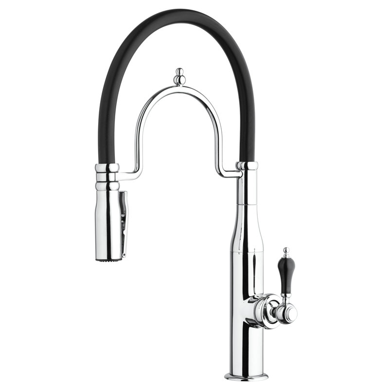 Botticelli Single Handle Pull Out Faucet with Silicon Spout and Sprayer, Chrome