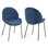 Ensemble de 2 chaises de salle à manger rembourrées en lin bleu Chantalle avec pieds en fer noir