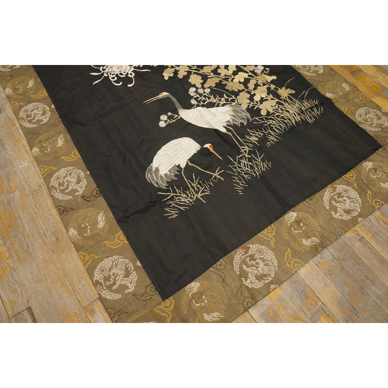 Antique Textile Chinese Allover Floral Knotted Rug