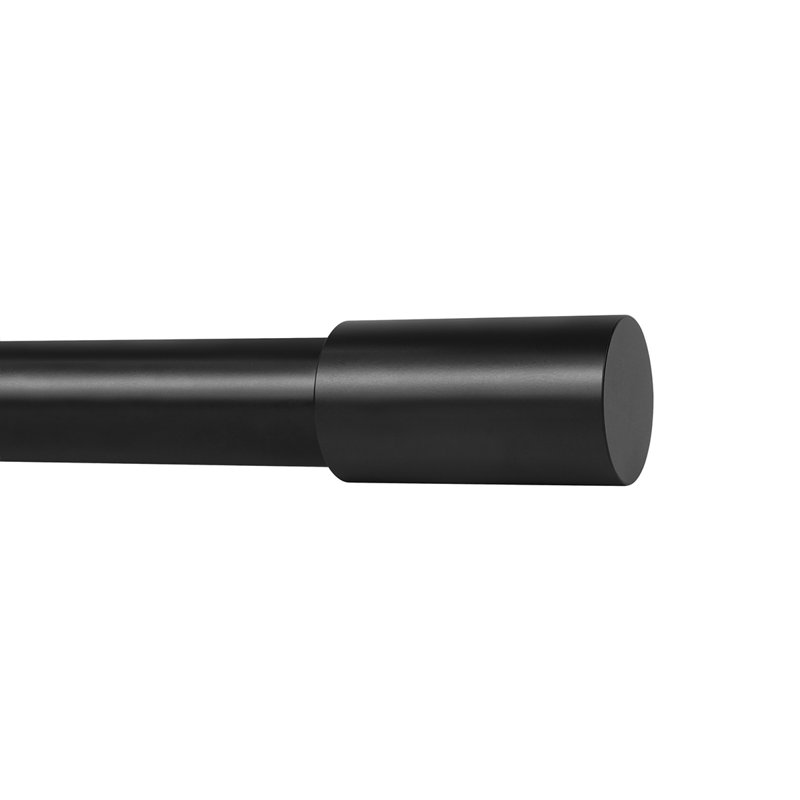 Tringles à rideaux noires - long fleuron, diamètre de 1 pouce, habillage de fenêtre moderne, 120" - 240"