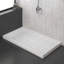 Bac de douche 60 po x 30 po à surface solide, drain à gauche, base à seuil simple avec ensemble de drain et couvercle