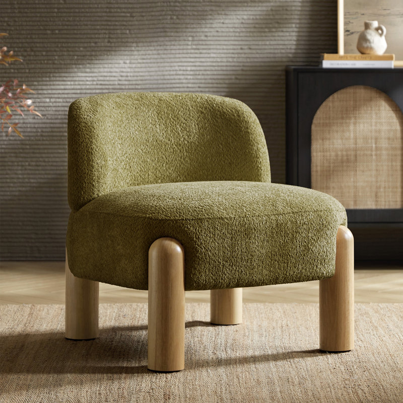 Fauteuil d'appoint moderne 28 po avec pieds en bois massif Holmgren, Moss