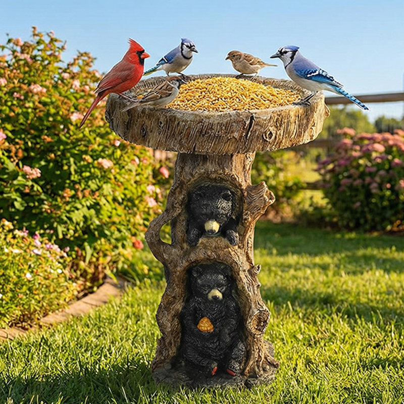 23,6 pouces rétro autoportants bains d'oiseaux et mangeoire d'oiseaux, bol d'oiseaux pour la décoration du jardin extérieur