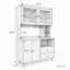 Buffet de cuisine moderne avec portes vitrées, grand placard de rangement avec espace micro-ondes et tiroirs fonctionnels, meuble de rangement multifonctionnel pour salle à manger