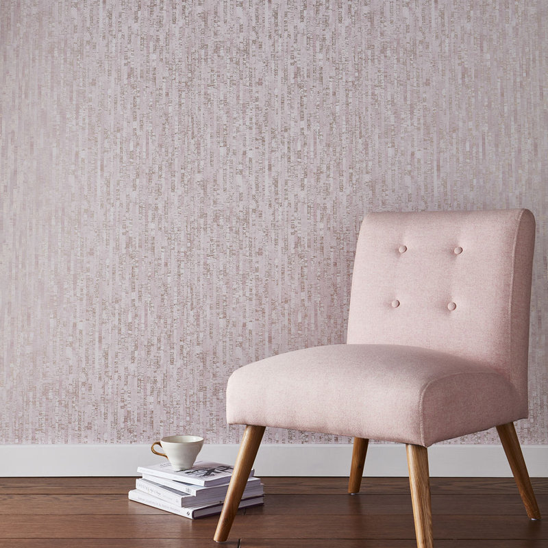 Betula Striped Metallic Wallpaper Roll, Blush/Rose Gold