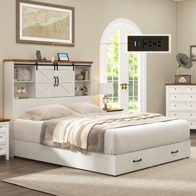 Sherell Wooden Bookcase Bed Frame