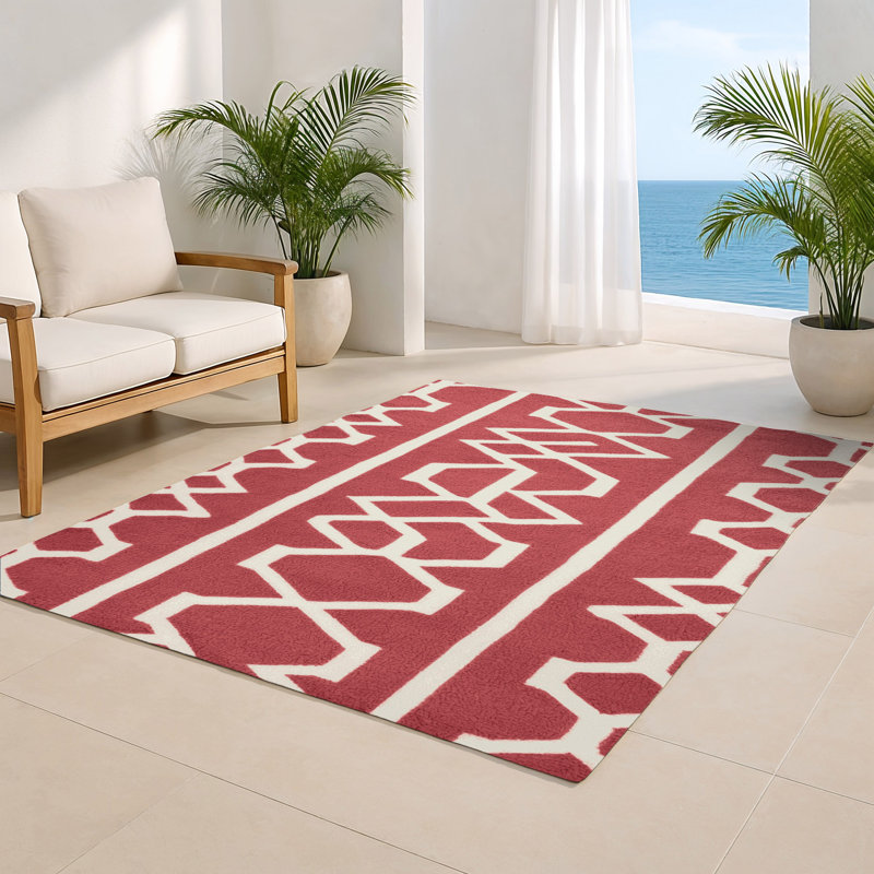 Trellis Pink Indoor and Outdoor Area Rug, Rectangle 2' x 3'