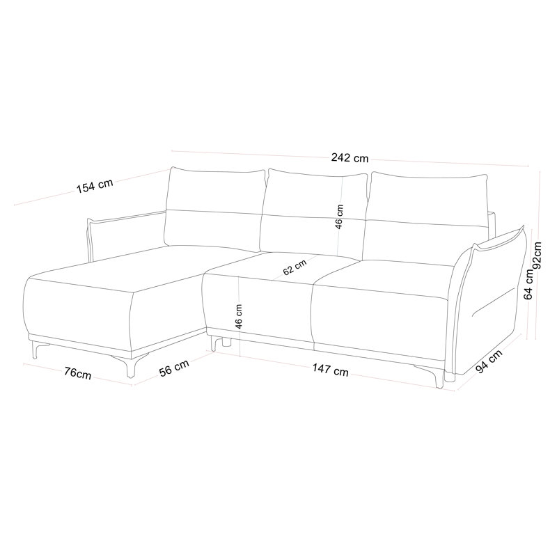 Narragansett 3 Seater Sofa Bed, Yellow, Left Hand Facing