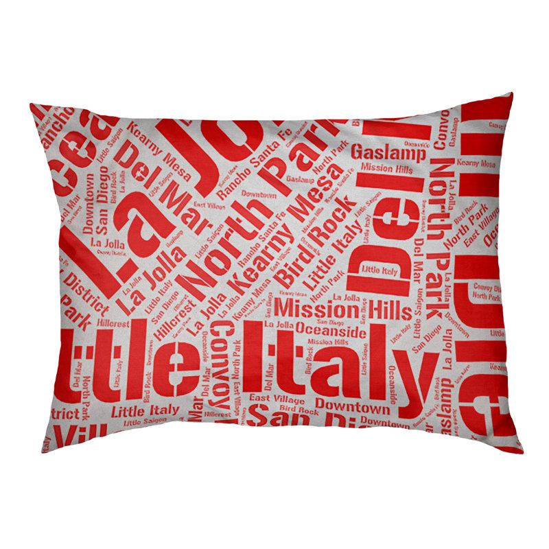 Coussin de chien « districts », Rouge, Très grand (H 17 po x l 50 po x P 40 po), San Diego