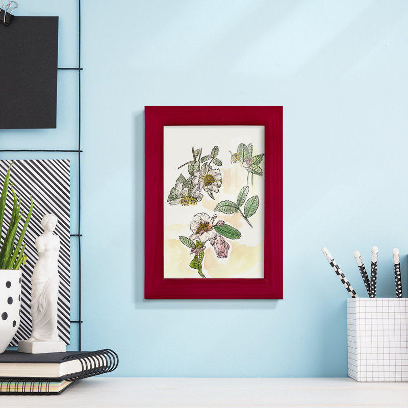 Camellia Study " Camellia Study ", Red Framed, 6" H x 4" W x 1" D