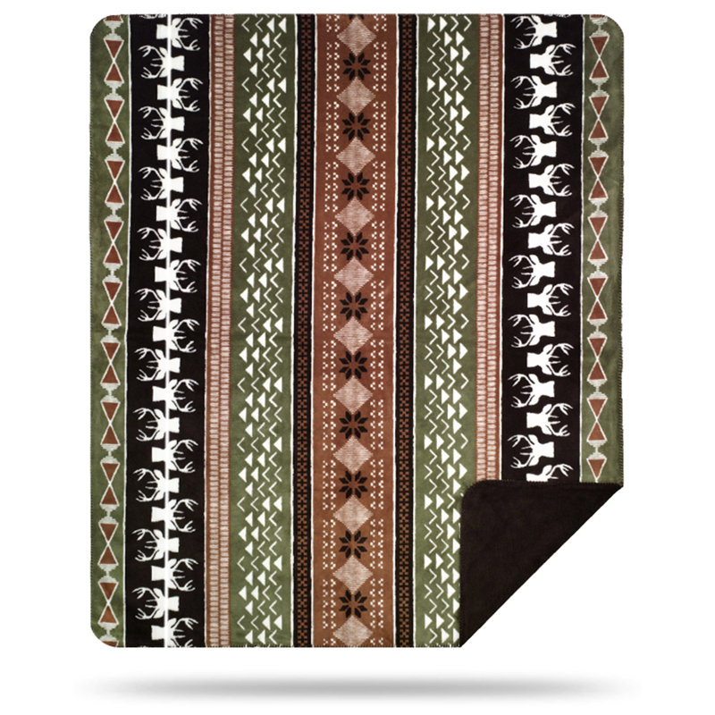 Green and Brown Reversible Wool Fleece Kids Throw Blanket