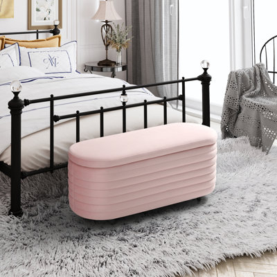 Banc de rangement rembourré en polyester Farrah