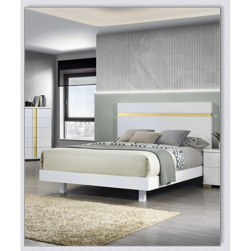Cadre de lit 1Pc, Blanc, Grand lit