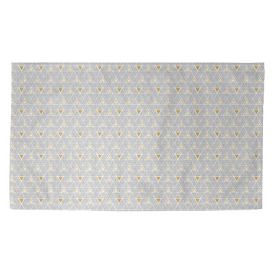 Tapis gris/moutarde jaune fait main