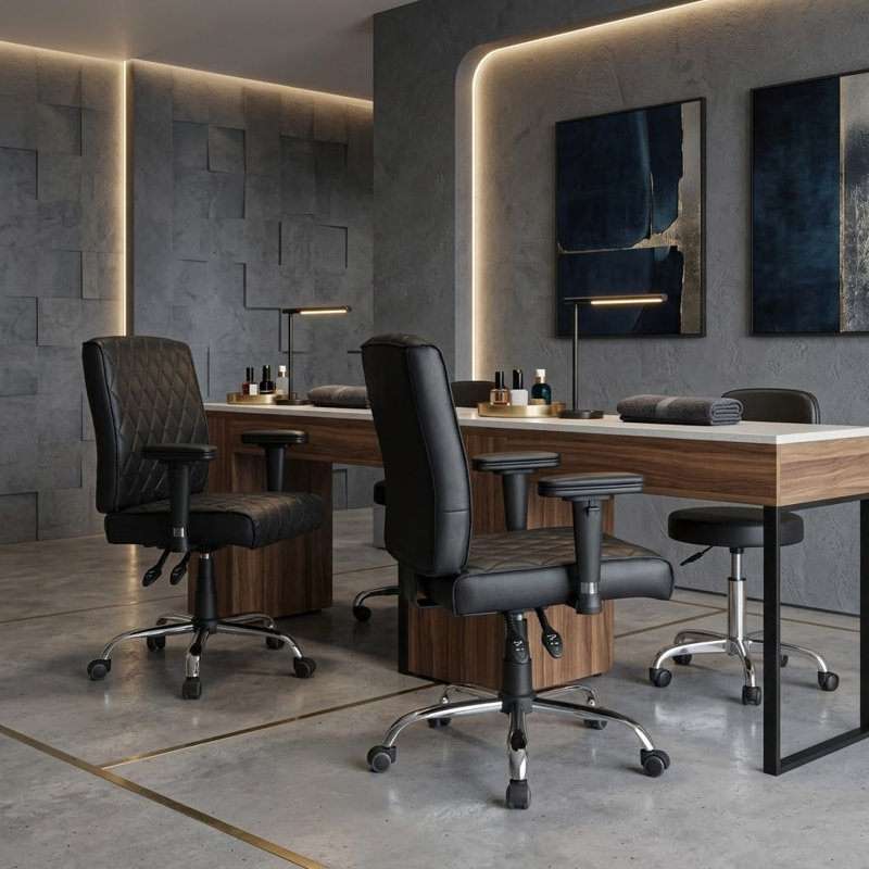 Fauteuil de conférence ergonomique en similicuir, Noir
