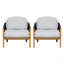 Fauteuil club d'extérieur en bois, corde avec coussin, ensemble de 2-1688954169