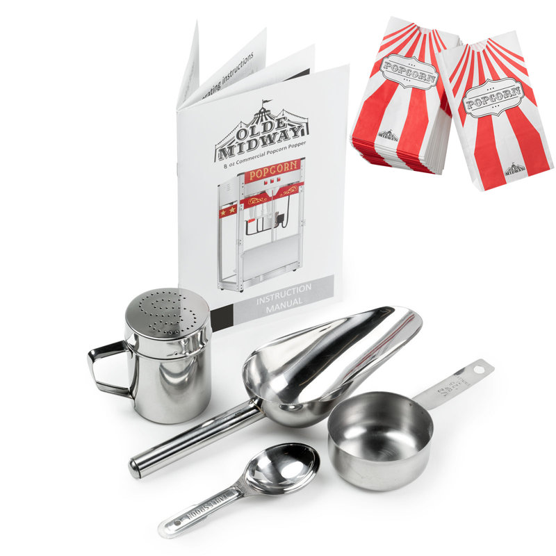 Olde Midway Black Commercial Popcorn Machine with 8-Ounce Kettle