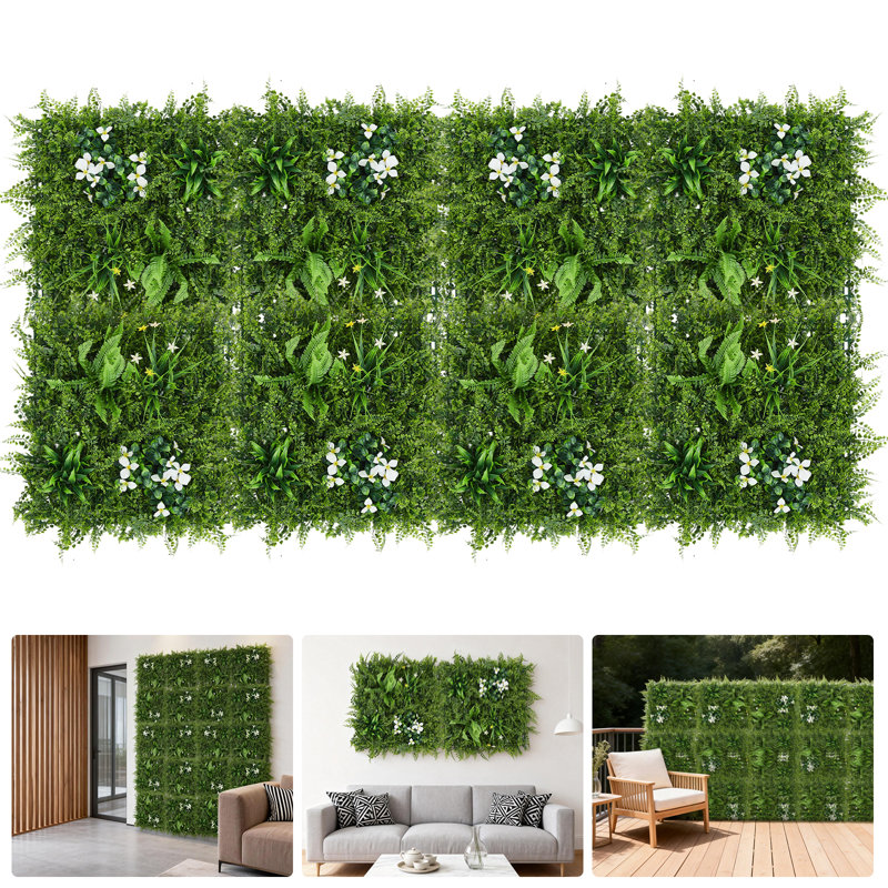 Realistic Artificial Grass Wall Panels - Lush Greenery Privacy Screen - Durable interconnected Trellis for Fence, Patio, Balcony, Indoor & Outdoor Home Decor