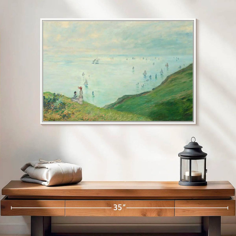 Cliffs At Pourville 1882, Floating Frame White, 25" X 17"