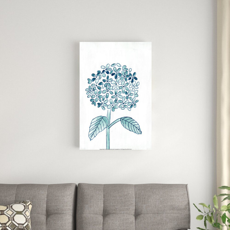Impression sur toile bleu marine aquarelle Hyrdrangea, H 30 po x l 20 po
