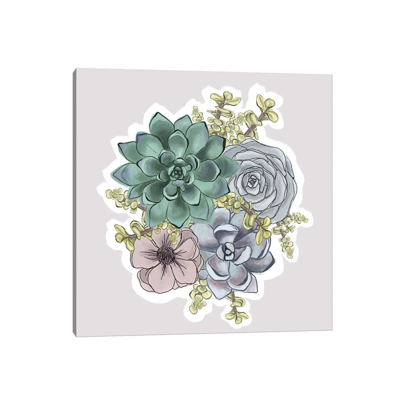 Succulent Florals by Katie Bryant - Wrapped Canvas Painting, 30.48 cm H x 30.48 cm W