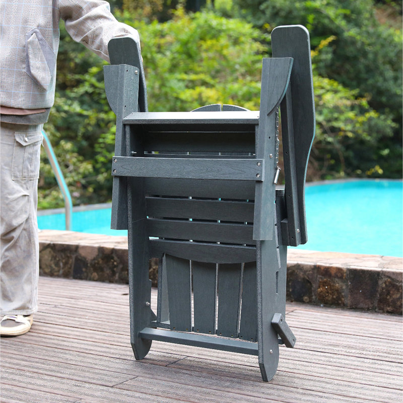 Adirondack Folding Chair,Hdpe All-Weather Outdoor Chairs, Wood-Like Patio Chair For Backyard, Camping, Garden, Pool & Fire Pit