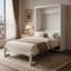 Lit escamotable simple avec armoire pliante, blanc-44789677-44789678