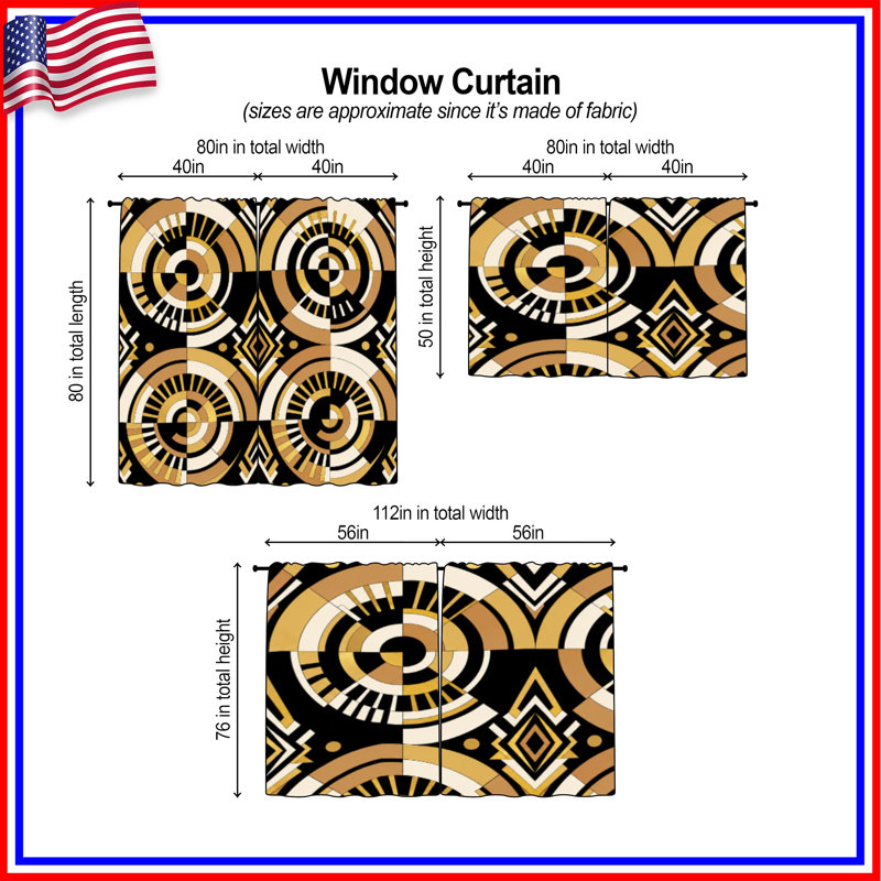 Rideaux de fenêtre Art Deco, 80in x 52in - 2 panels, Room Darkening